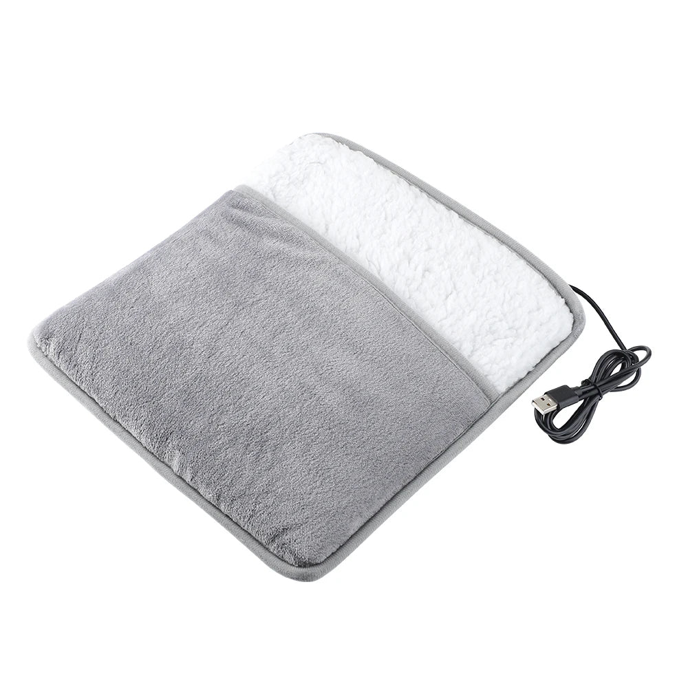 USB Powered Foot Warmer Heating Mat – Dual-Side Heat Soft Plush Winter Warmer