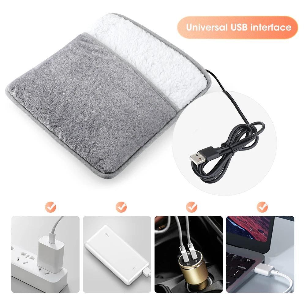 USB Powered Foot Warmer Heating Mat – Dual-Side Heat Soft Plush Winter Warmer
