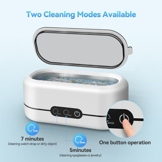 48KHz Ultrasonic Jewelry Cleaner – Stainless Steel Tank Machine for Rings, Eyeglasses, Watch Straps & Dentures (Dual Modes)