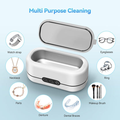48KHz Ultrasonic Jewelry Cleaner – Stainless Steel Tank Machine for Rings, Eyeglasses, Watch Straps & Dentures (Dual Modes)