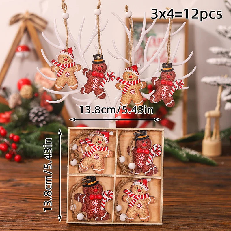 9/12pcs Christmas Dwarf Wooden Pendant Christmas Tree Hanging Ornaments