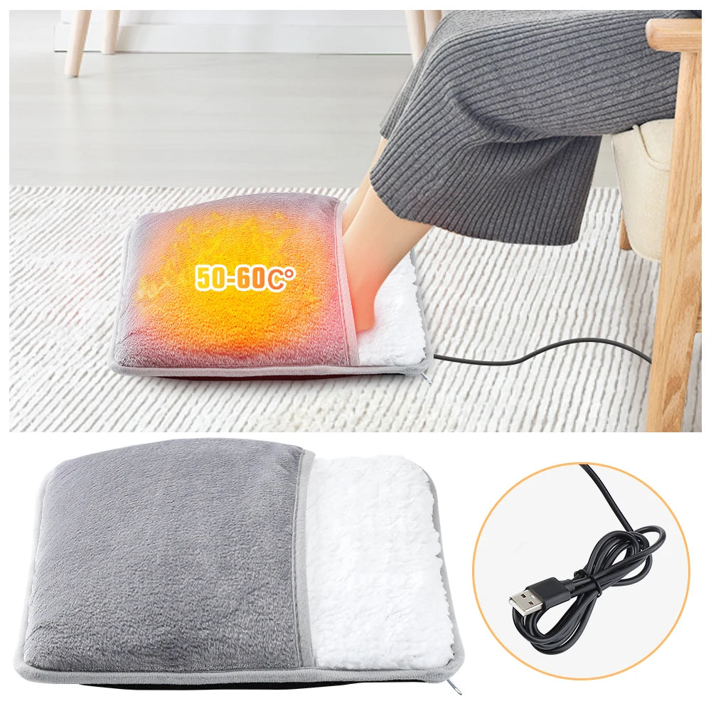 USB Powered Foot Warmer Heating Mat – Dual-Side Heat Soft Plush Winter Warmer