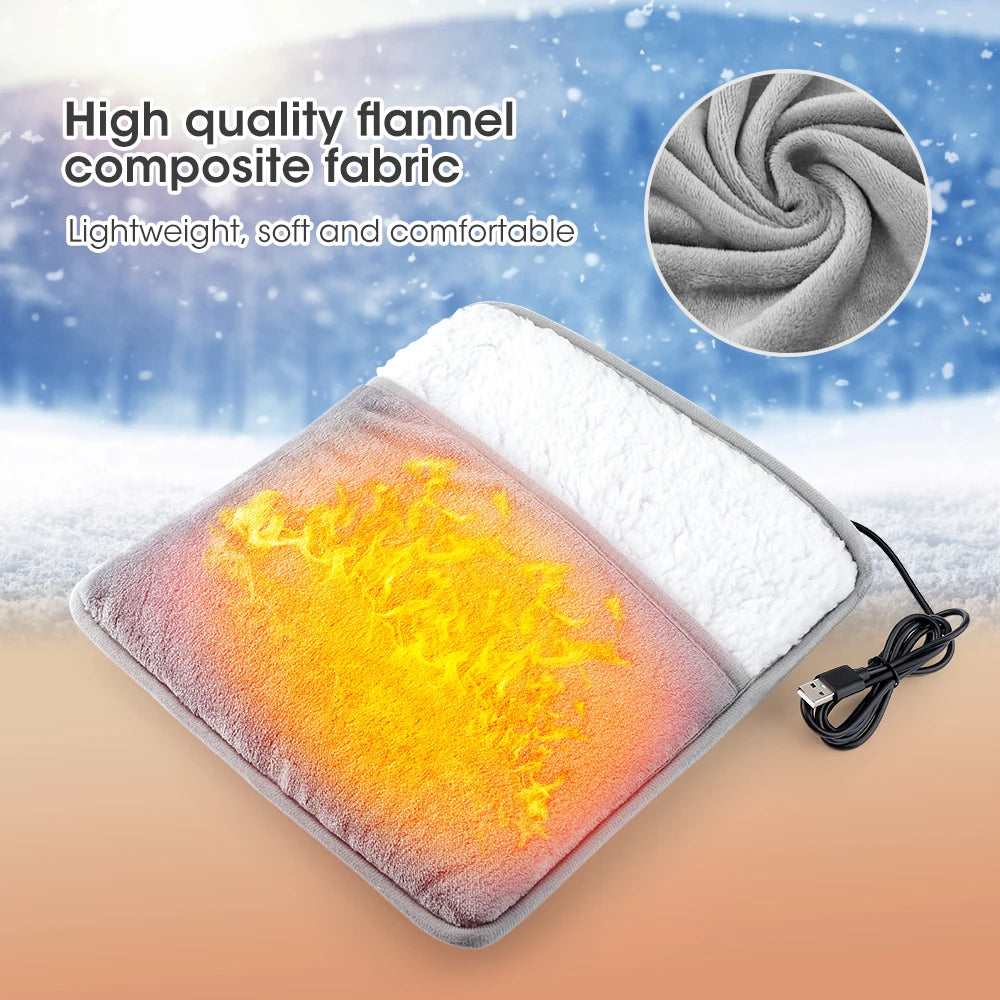USB Powered Foot Warmer Heating Mat – Dual-Side Heat Soft Plush Winter Warmer